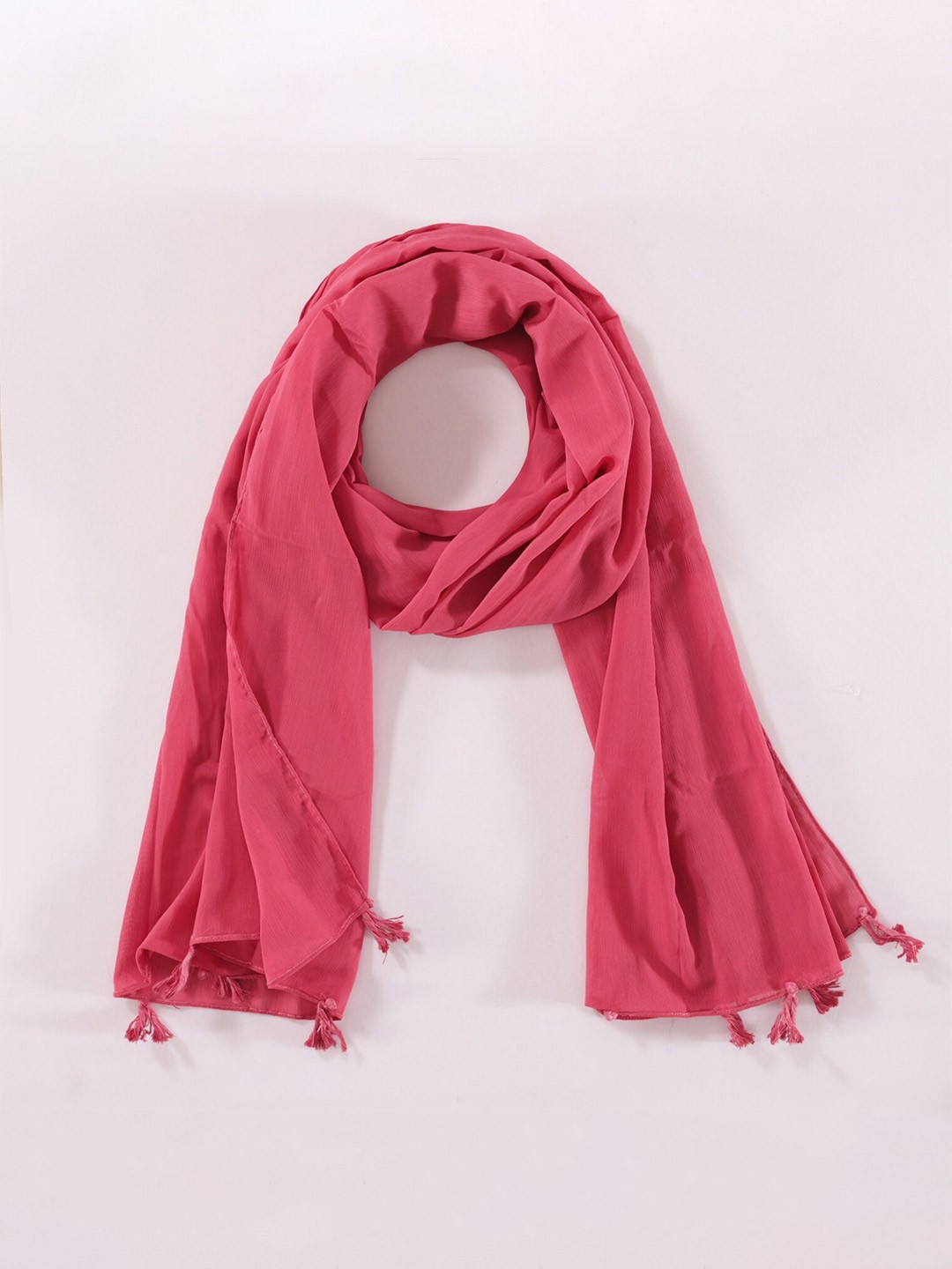 

HANDICRAFT PALACE Women Wrinkel Chiffon Scarf, Pink