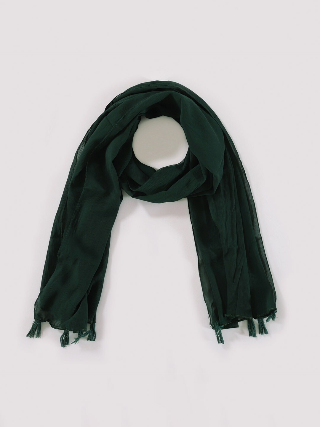 

HANDICRAFT PALACE Women Wrinkel Chiffon Scarf, Green