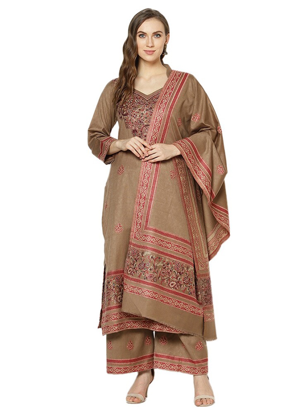 

Safaa Viscose Rayon Unstitched Dress Material, Brown