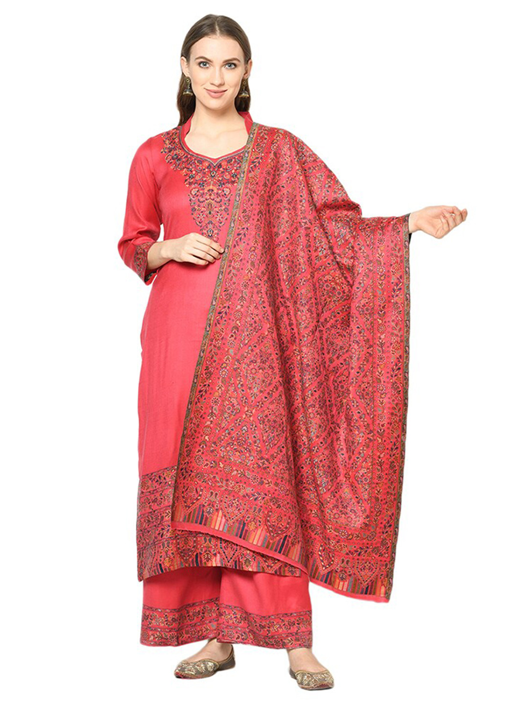 

Safaa Viscose Rayon Unstitched Dress Material, Red