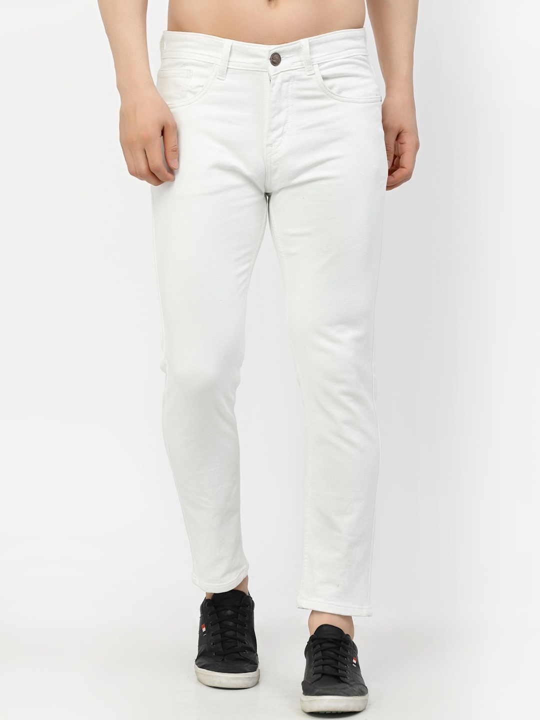

FEVER Men White Slim Fit Low Distress Stretchable Jeans