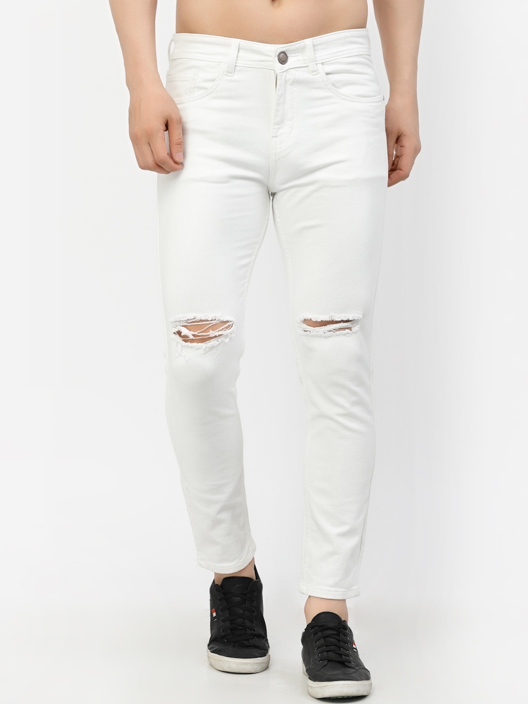 

FEVER Men White Slim Fit Slash Knee Stretchable Jeans