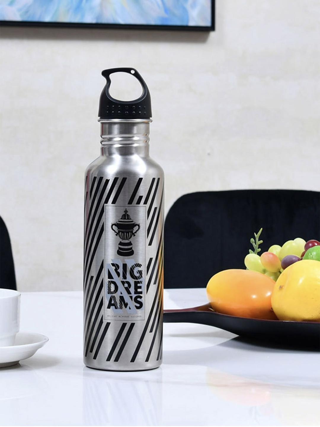 

Athome by Nilkamal Big Dream Black Single Wall Vacuum Stainless Steel Water Bottle 750ml, Silver