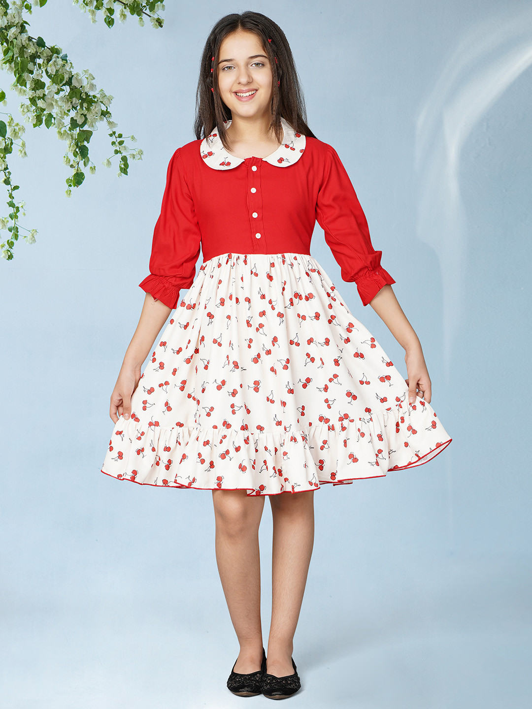 

White World Fit And Flare Peter Pan Collar Dress, Red