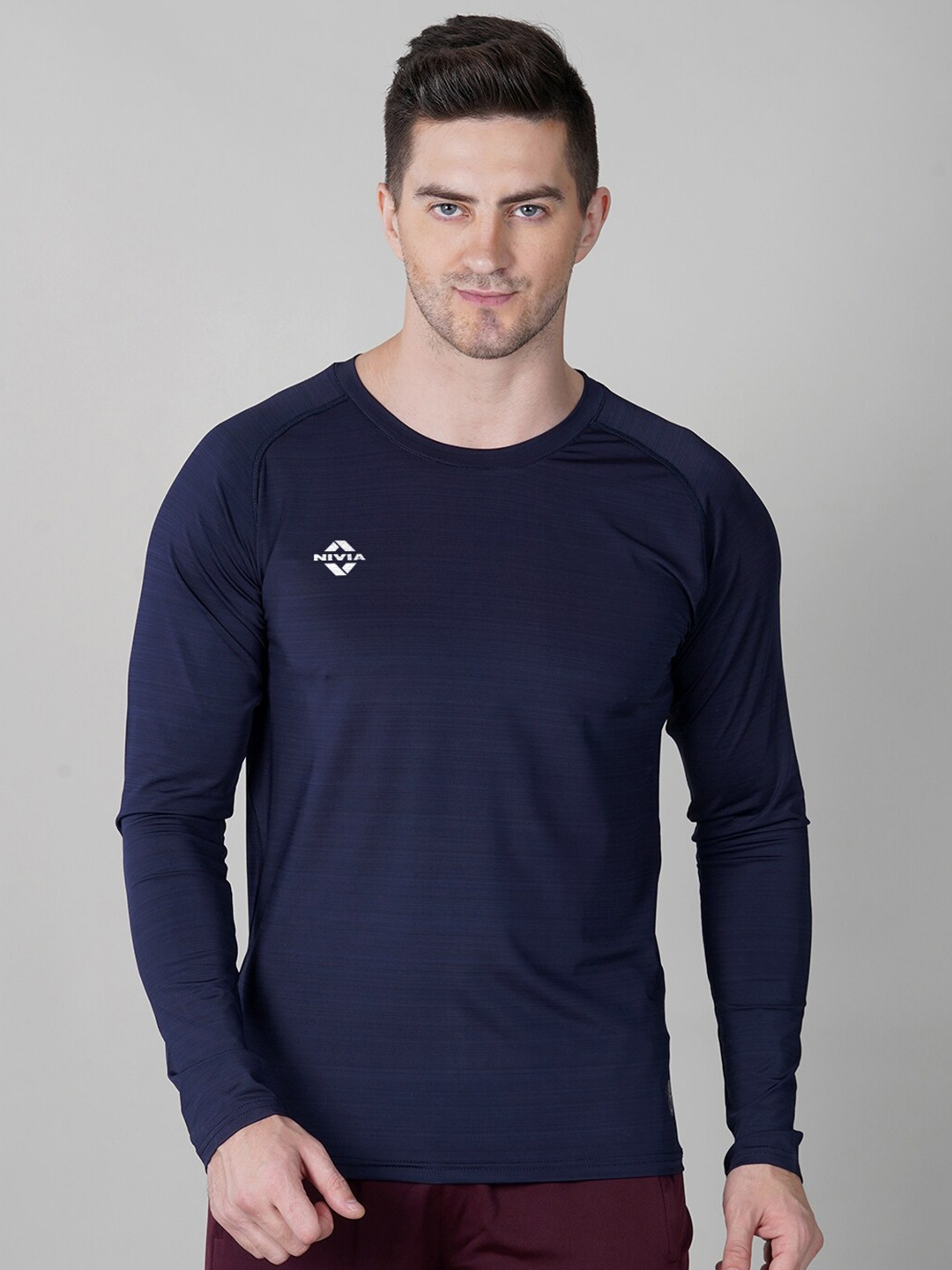 

NIVIA Men Nivia Hydra-8 Regular Sleeves Round Neck T-Shirt, Navy blue