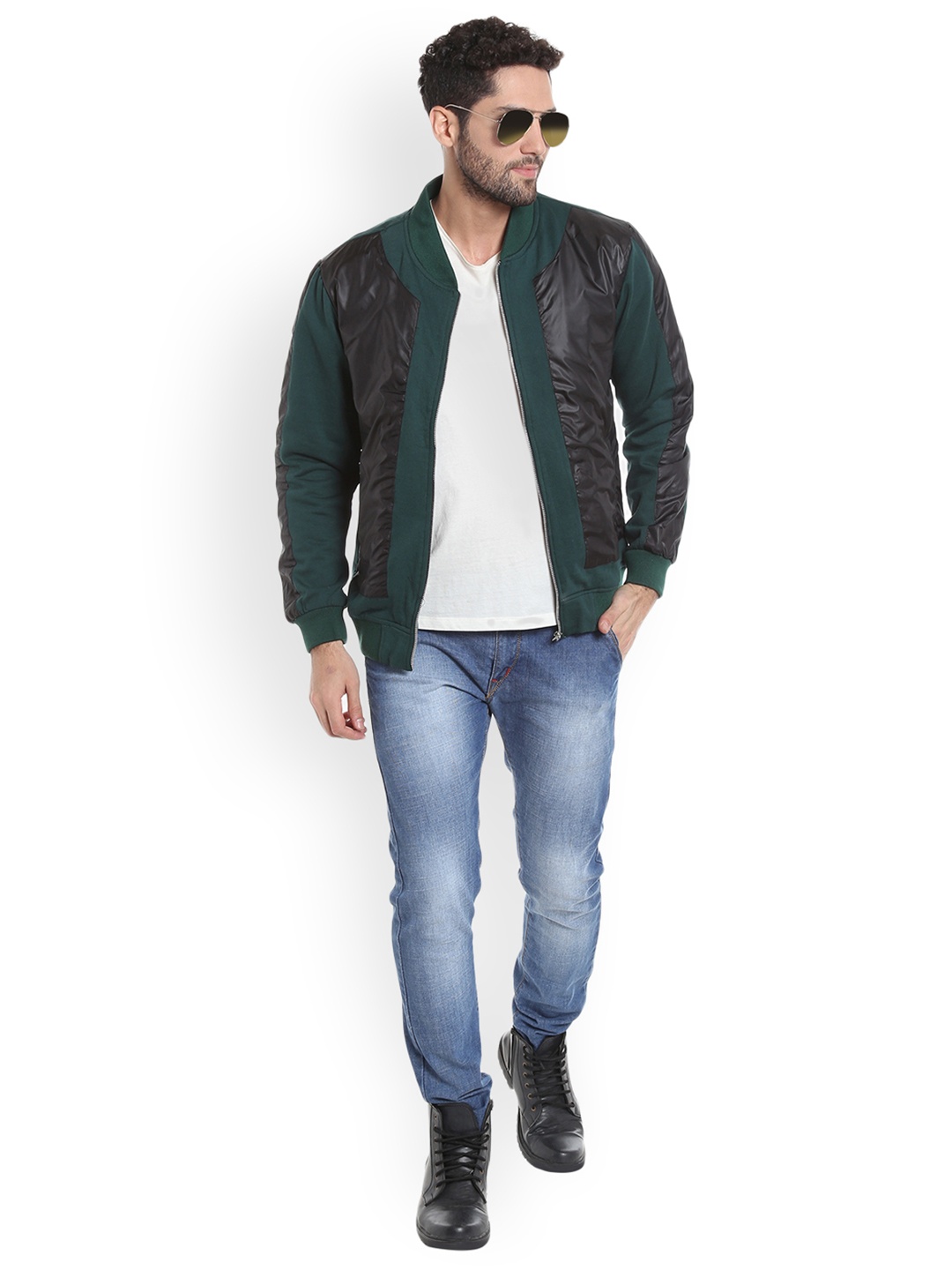 

Campus Sutra Men Green Colourblocked Tailored Jacket