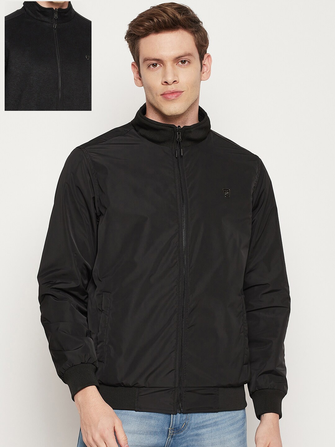 

Okane Men Black Reversible Bomber Jacket