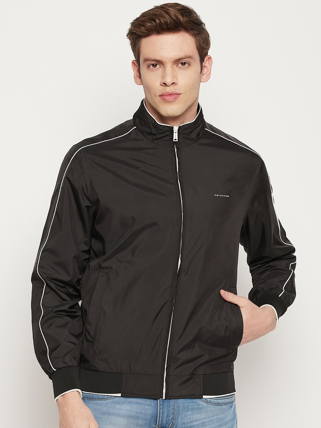 

Okane Men Black Lightweight Bomber Jacket