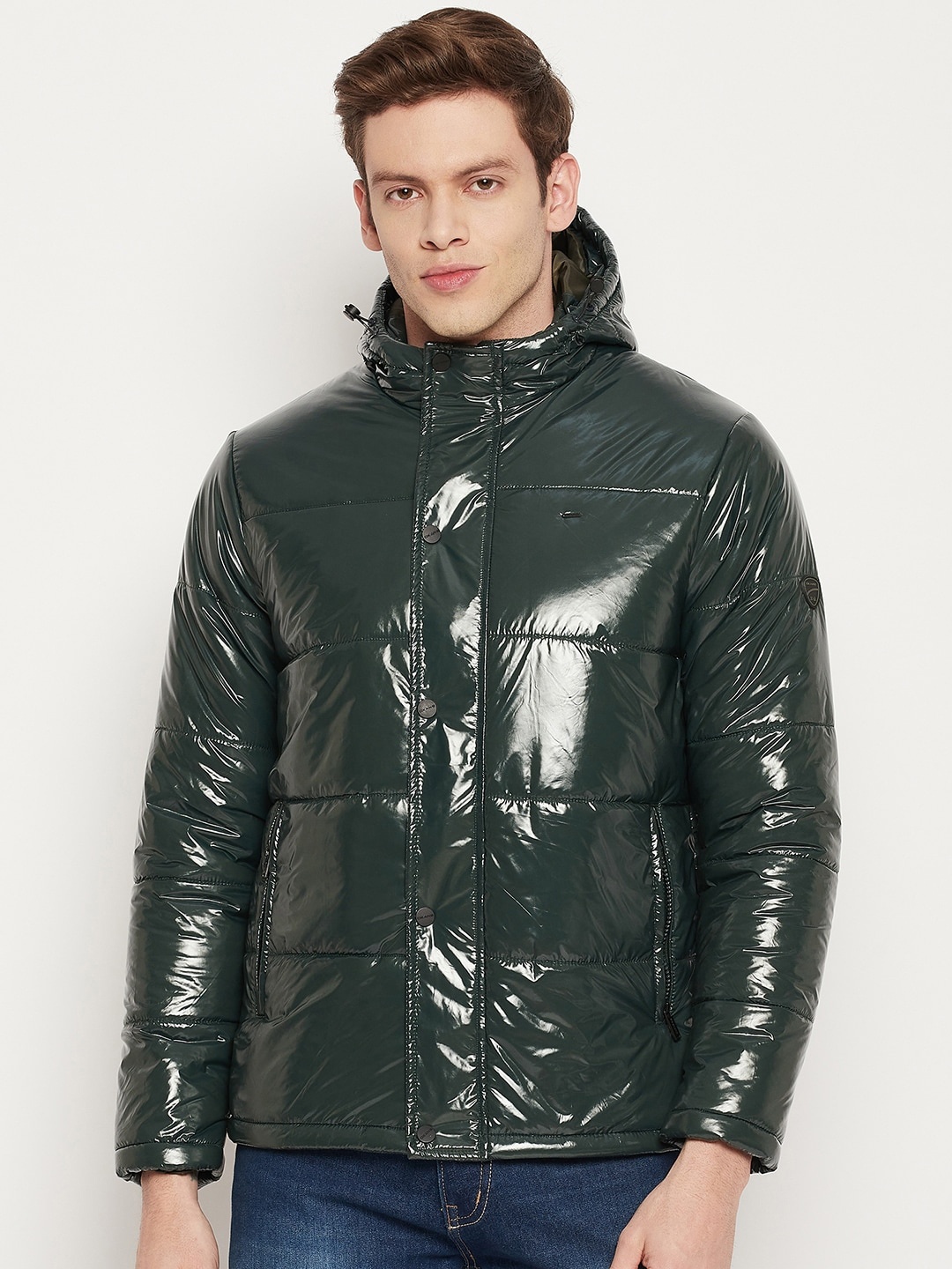 

Okane Men Green Lightweight Longline Padded Jacket