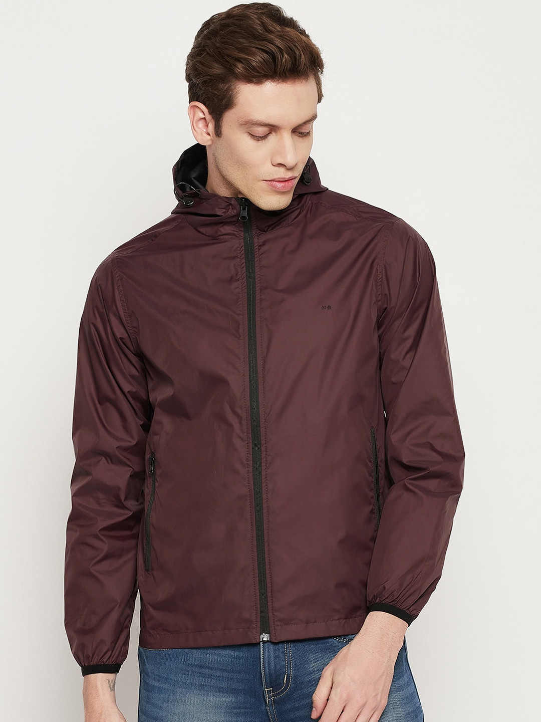 

Okane Men Burgundy Black Reversible Bomber Jacket