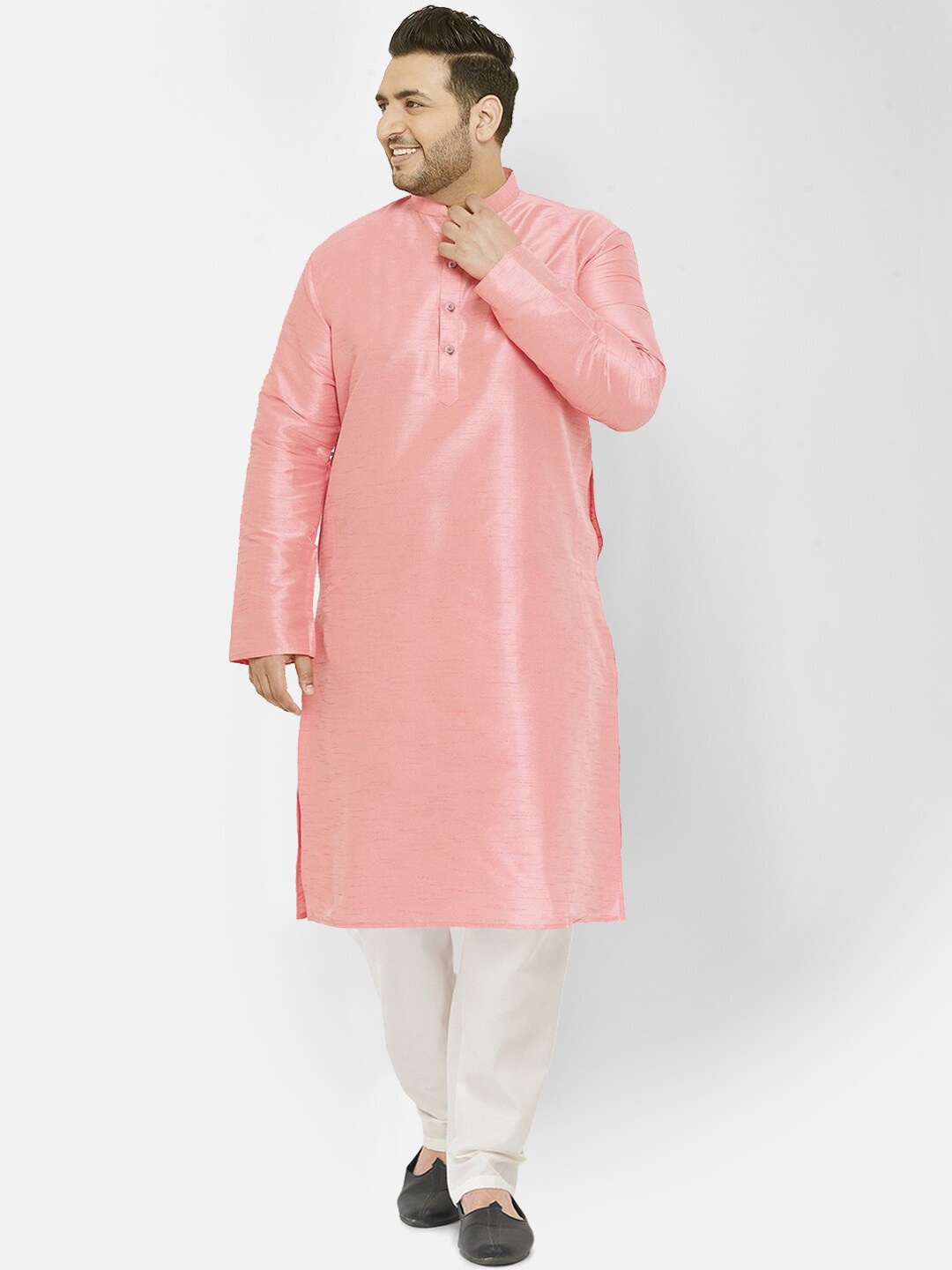 

SG LEMAN Plus Men Plus Size Kurta with Pyjamas, Peach