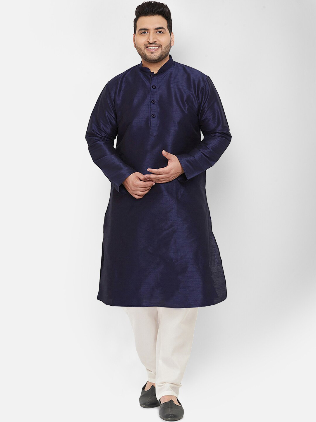 

SG LEMAN Plus Men Plus Size Kurta with Pyjamas, Navy blue