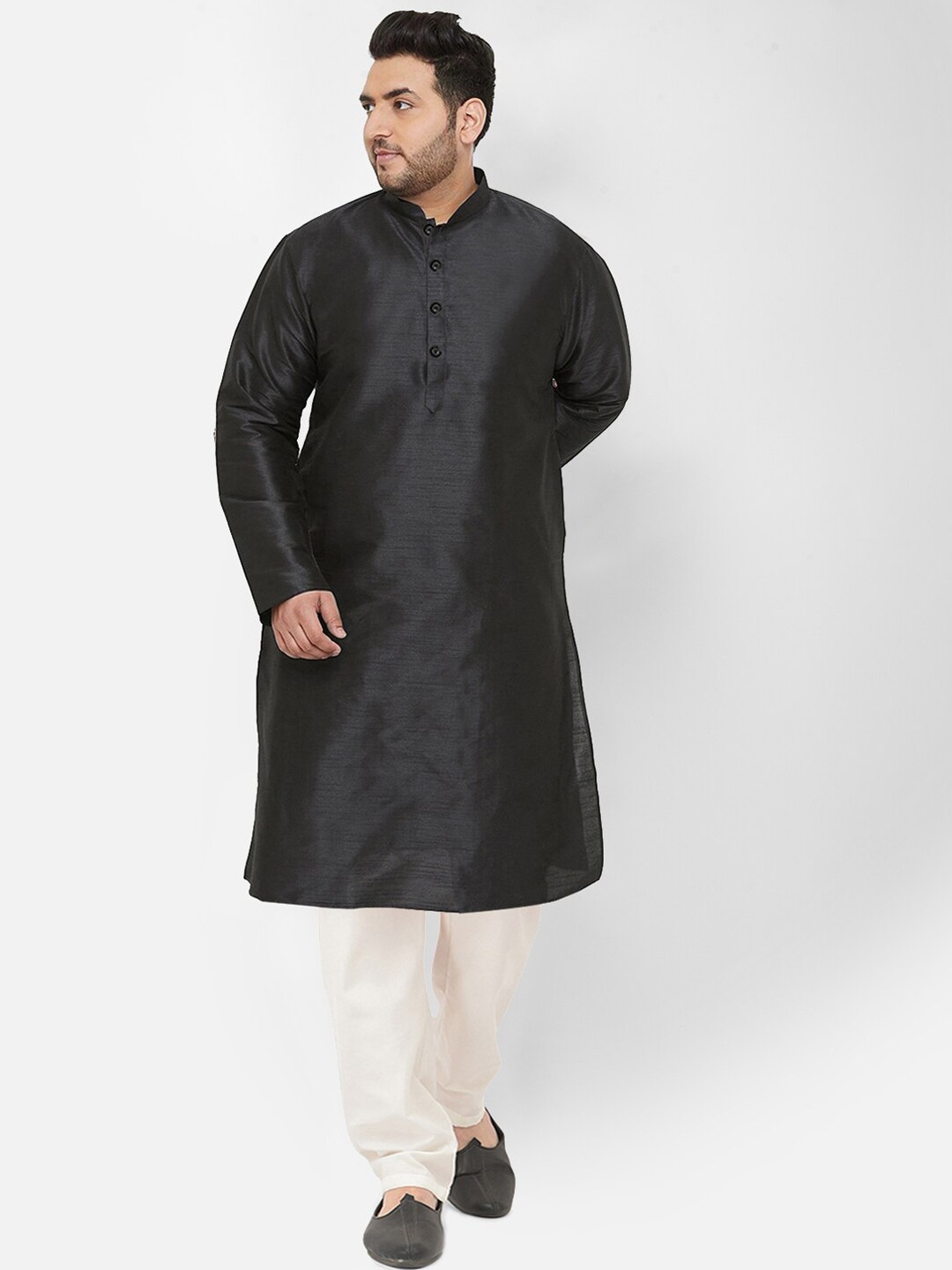 

SG LEMAN Plus Men Plus Size Kurta with Pyjamas, Black
