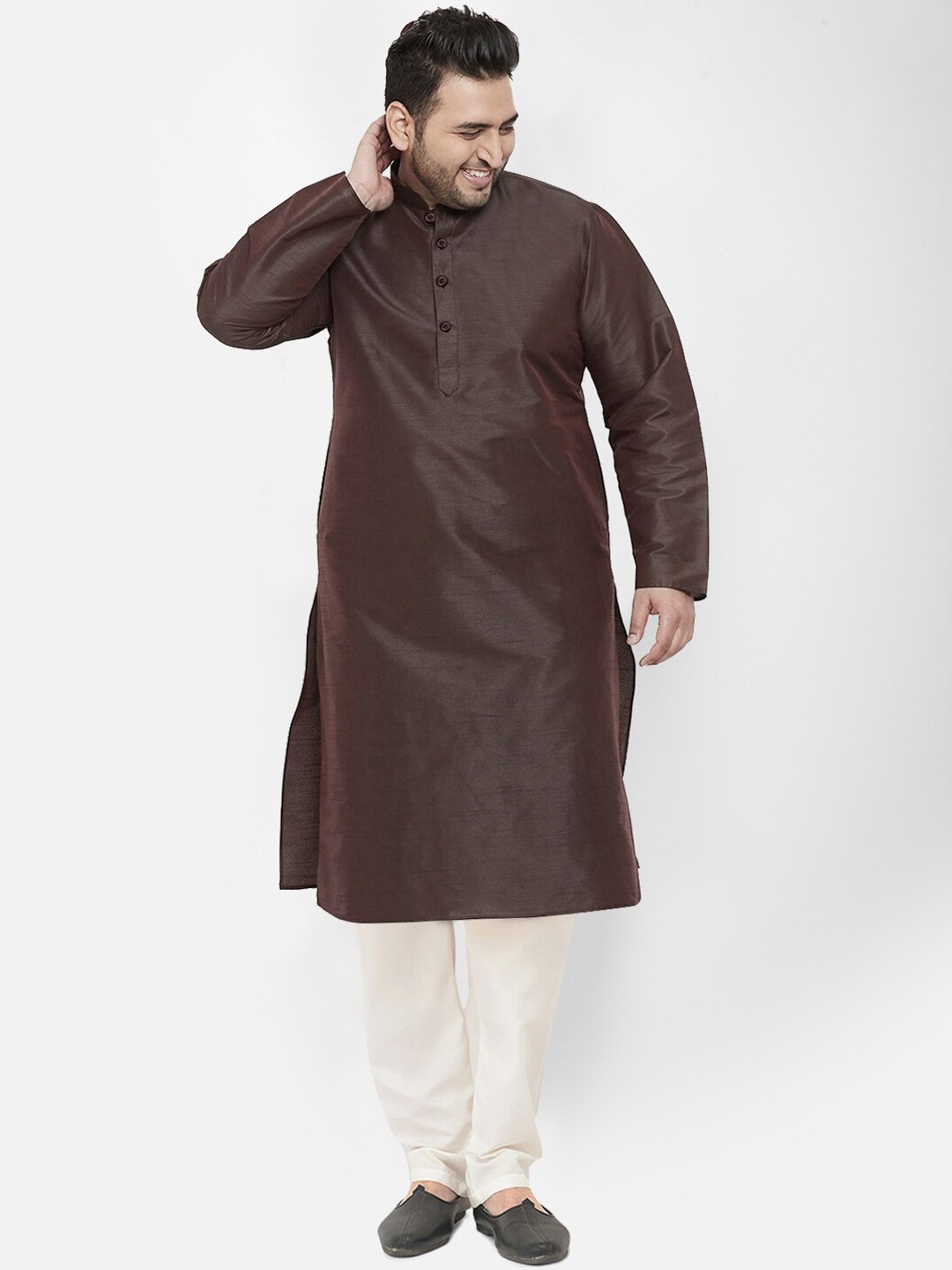 

SG LEMAN Plus Men Plus Size Kurta with Pyjamas, Brown