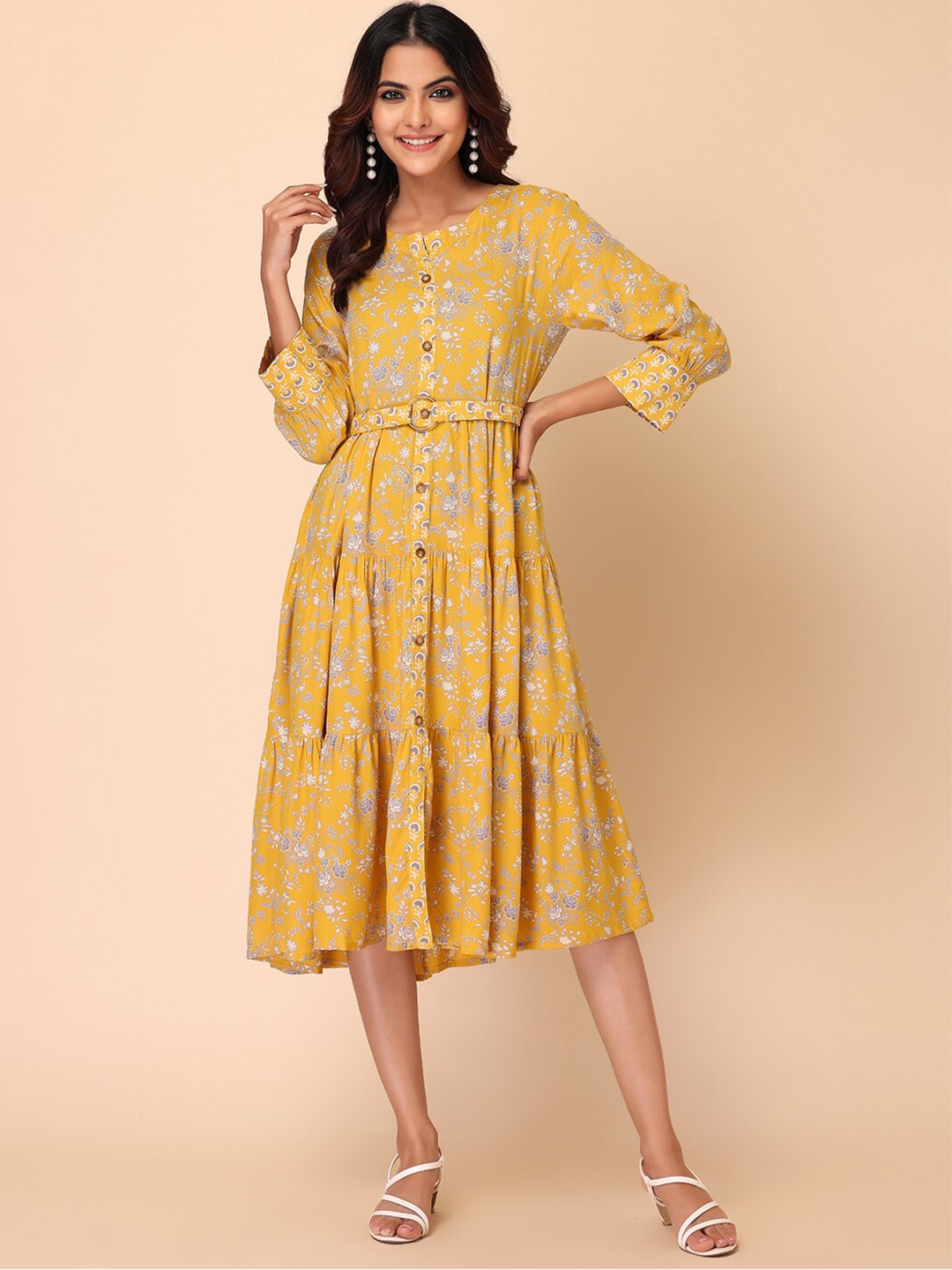 

INDYA Floral Dress, Yellow