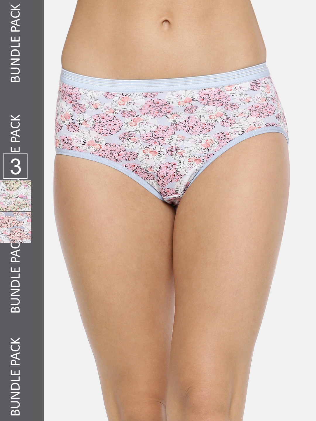 

RedRose Women Plus Size Pack Of 3 Printed Anti Bacterial Cotton Hipster Briefs Deepa Multi, Pink