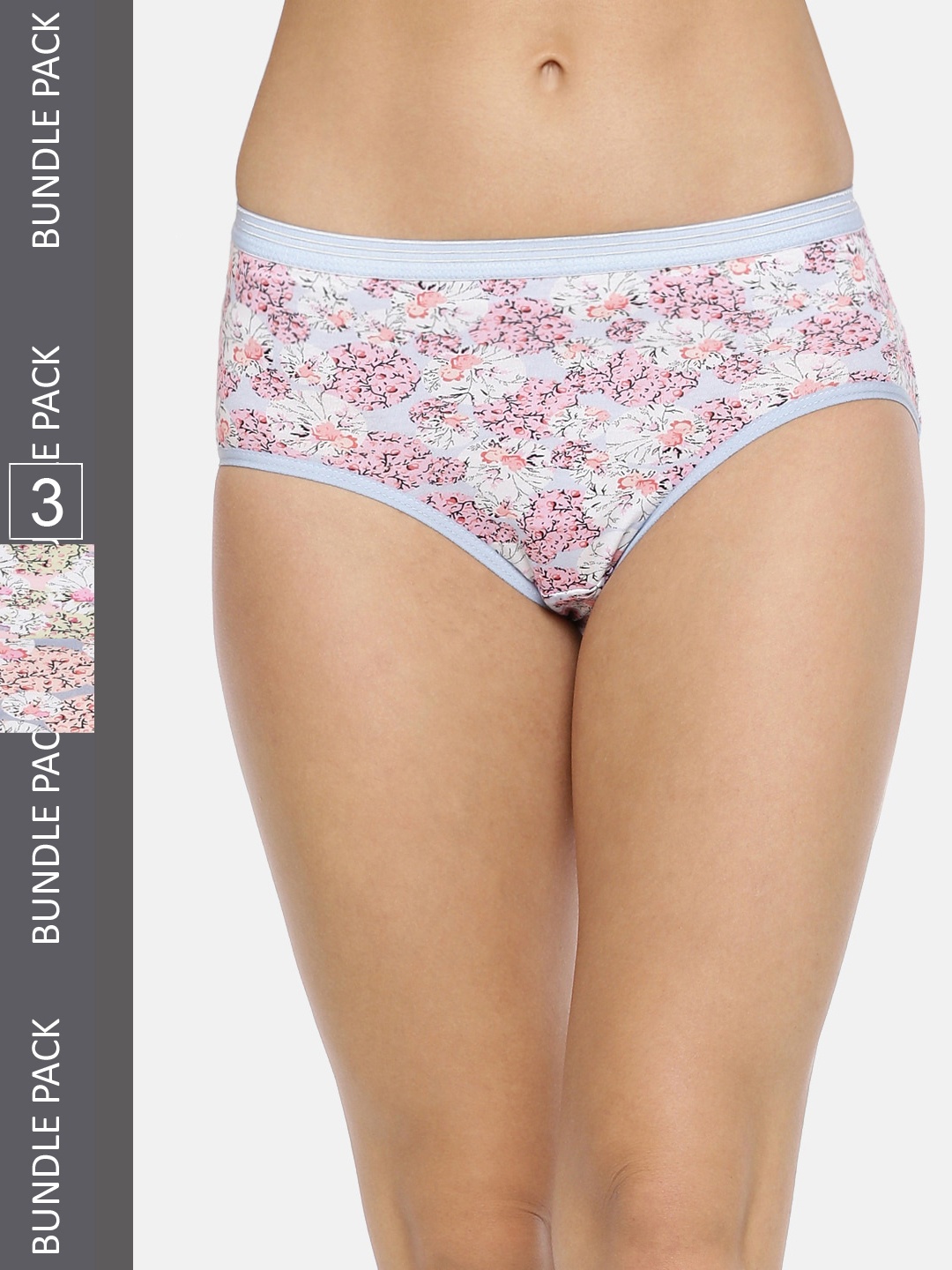 

RedRose Women Pack Of 3 Printed Cotton Hipster Briefs Deepa Multi, Pink