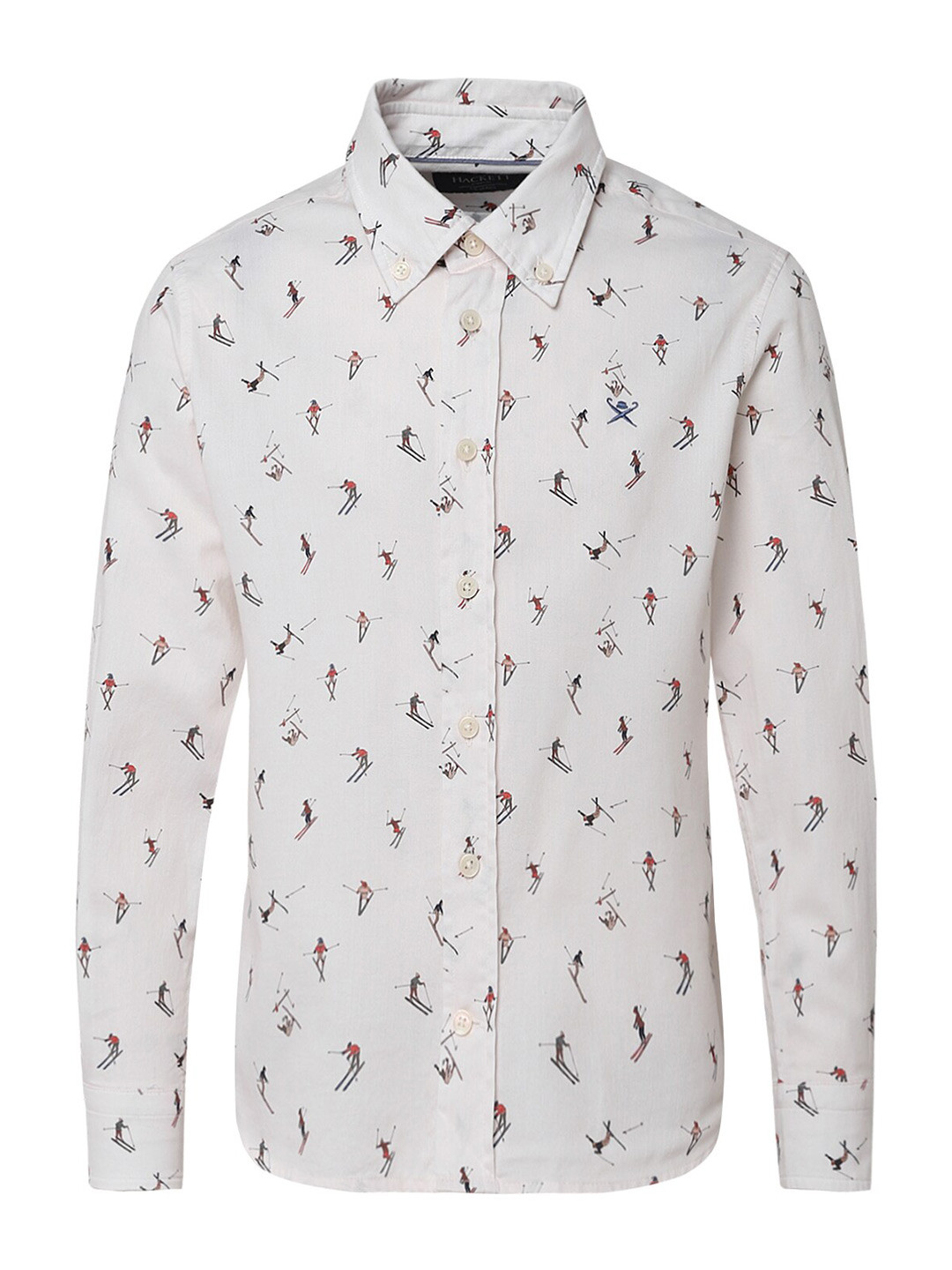 

HACKETT LONDON Boys Cream-Coloured Printed Cotton Casual Shirt