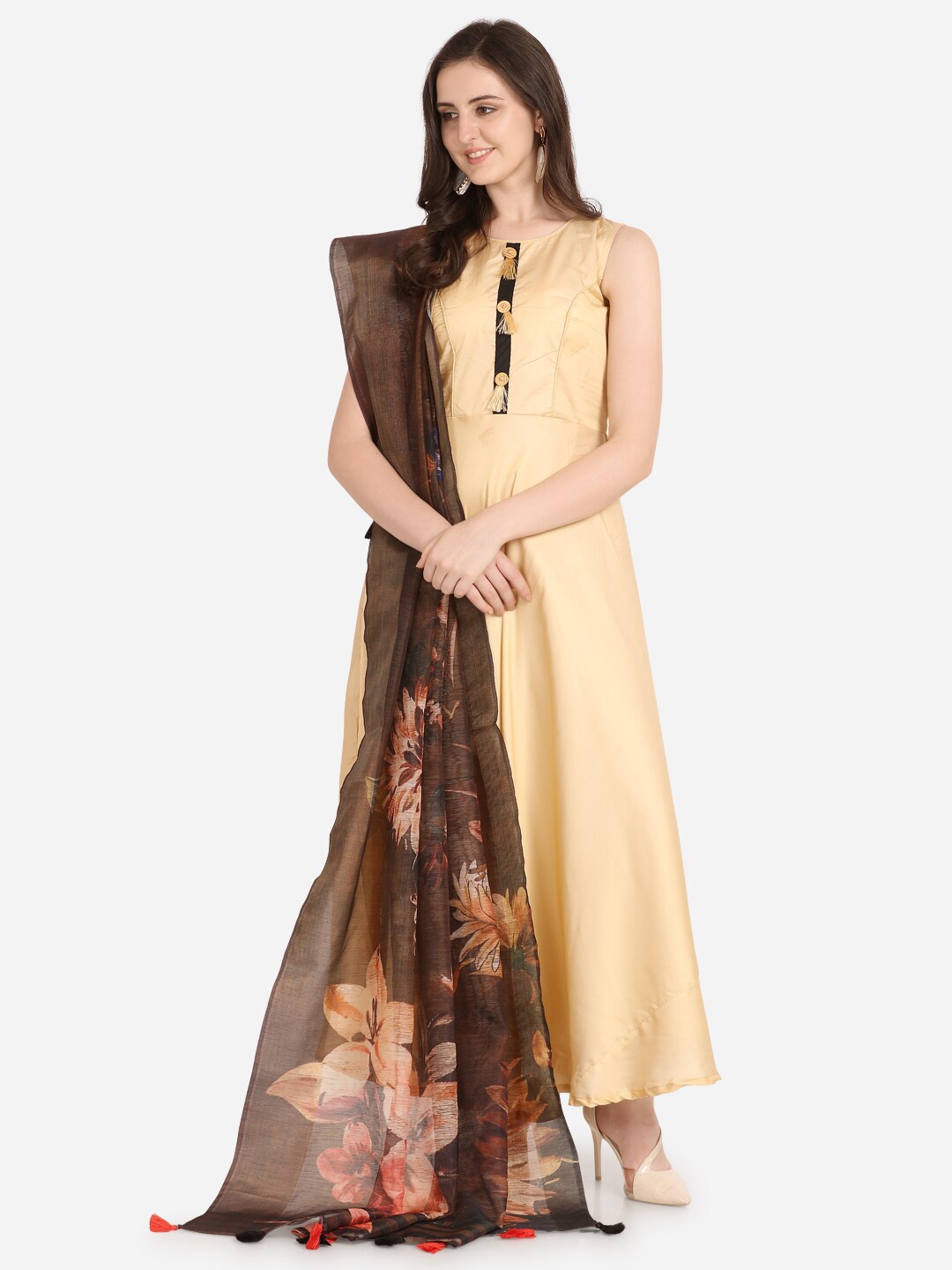 

Kaizen TEXO FAB Printed Linen Dupatta, Brown