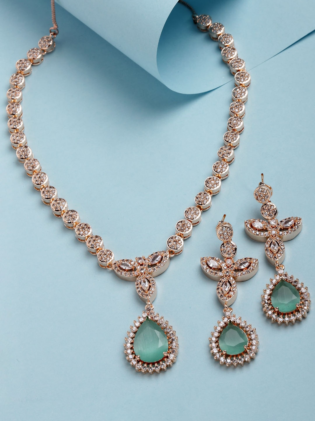 

KARATCART Stone-Studded Jewellery Set, Rose gold