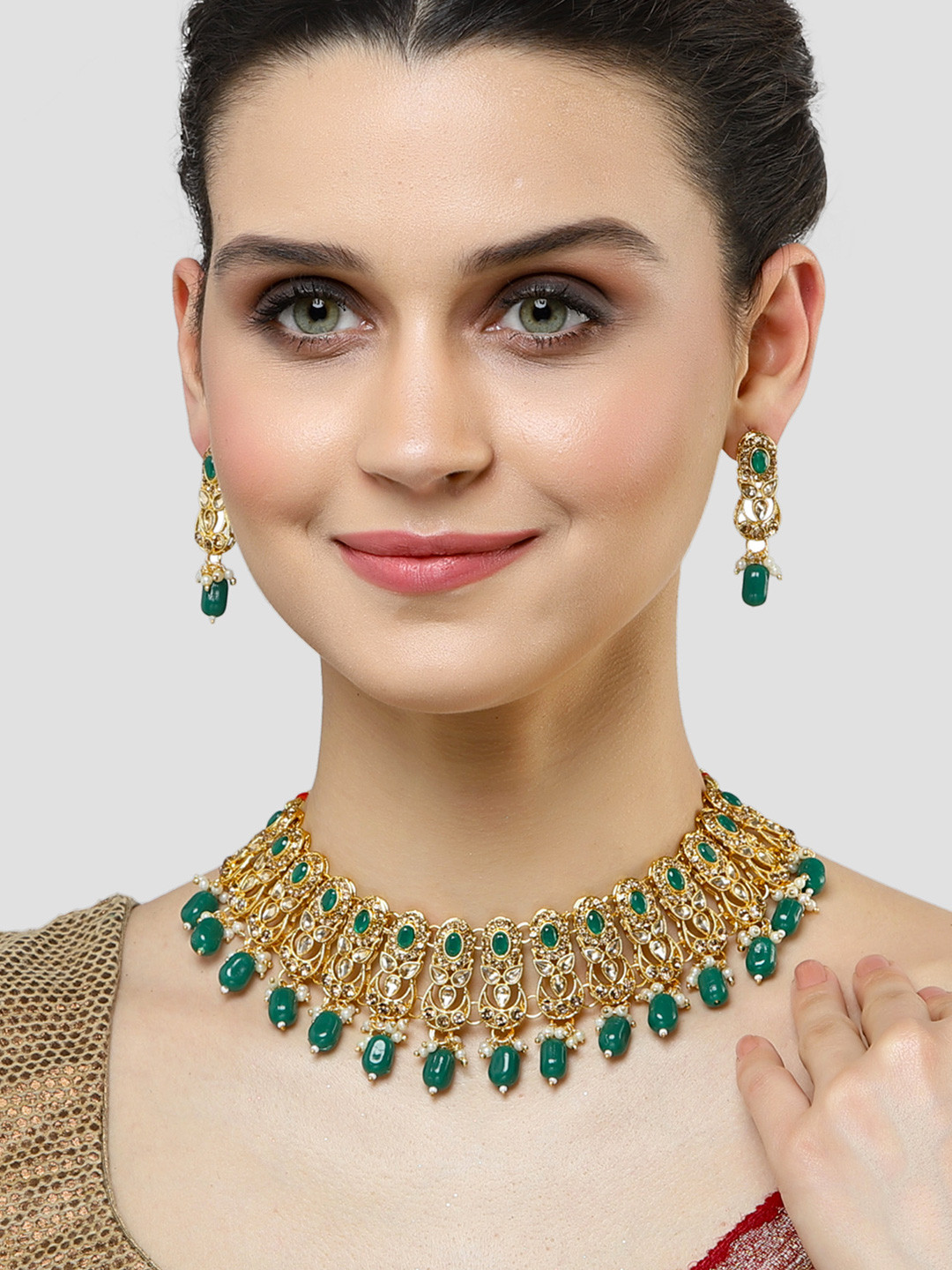 

KARATCART Gold-Plated Kundan-Studded Jewellery Set