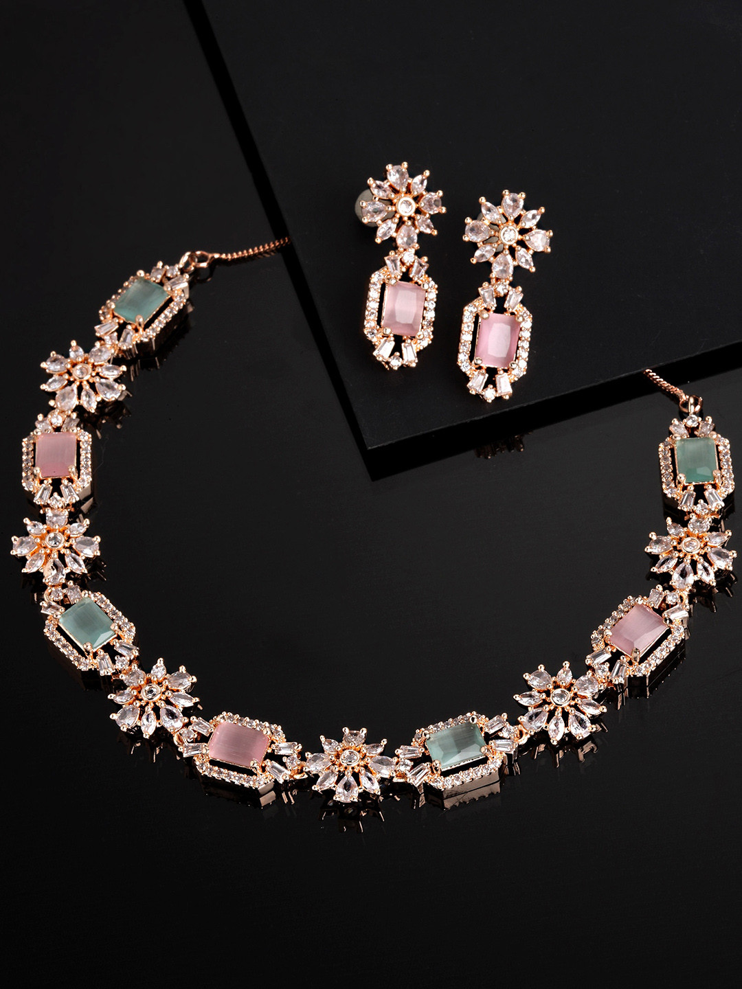 

KARATCART CZ-Studded Jewellery Set, Pink
