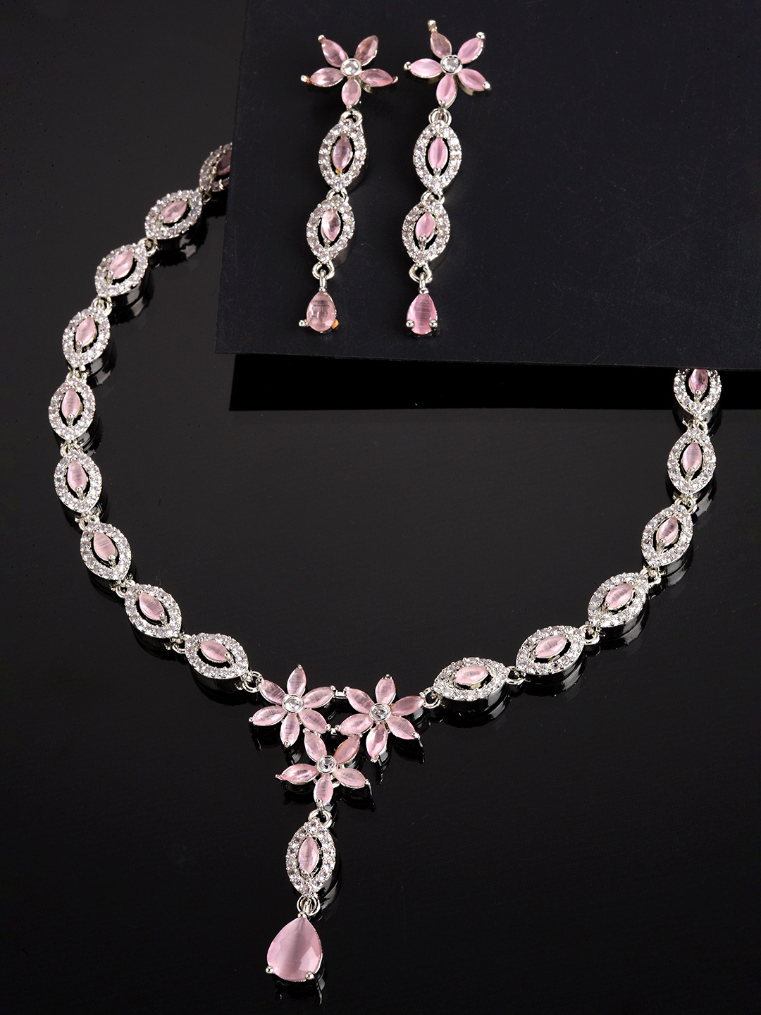 

KARATCART Cubic Zirconia-Studded Jewellery Set, Silver