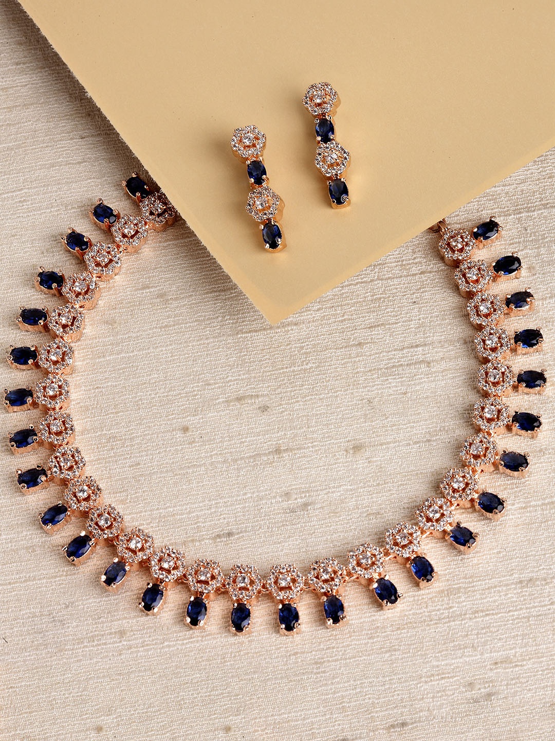 

KARATCART CZ-Studded Jewellery Set, Rose gold