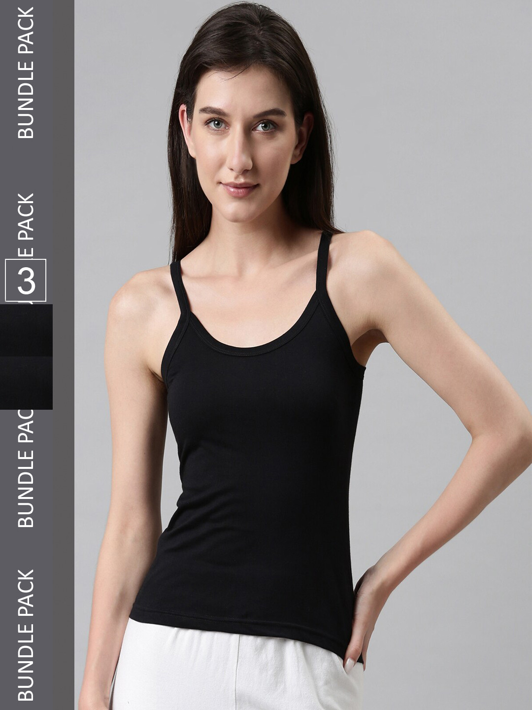 

DIXCY SCOTT Slimz Pack Of 3 Black Cotton Camisoles