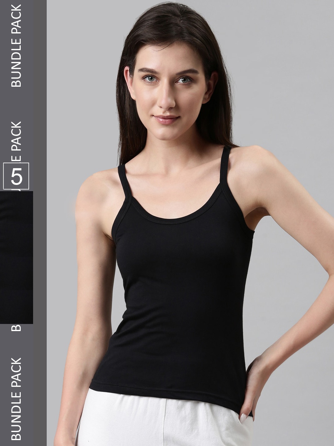 

DIXCY SCOTT Slimz Pack Of 5 Cotton Camisoles, Black