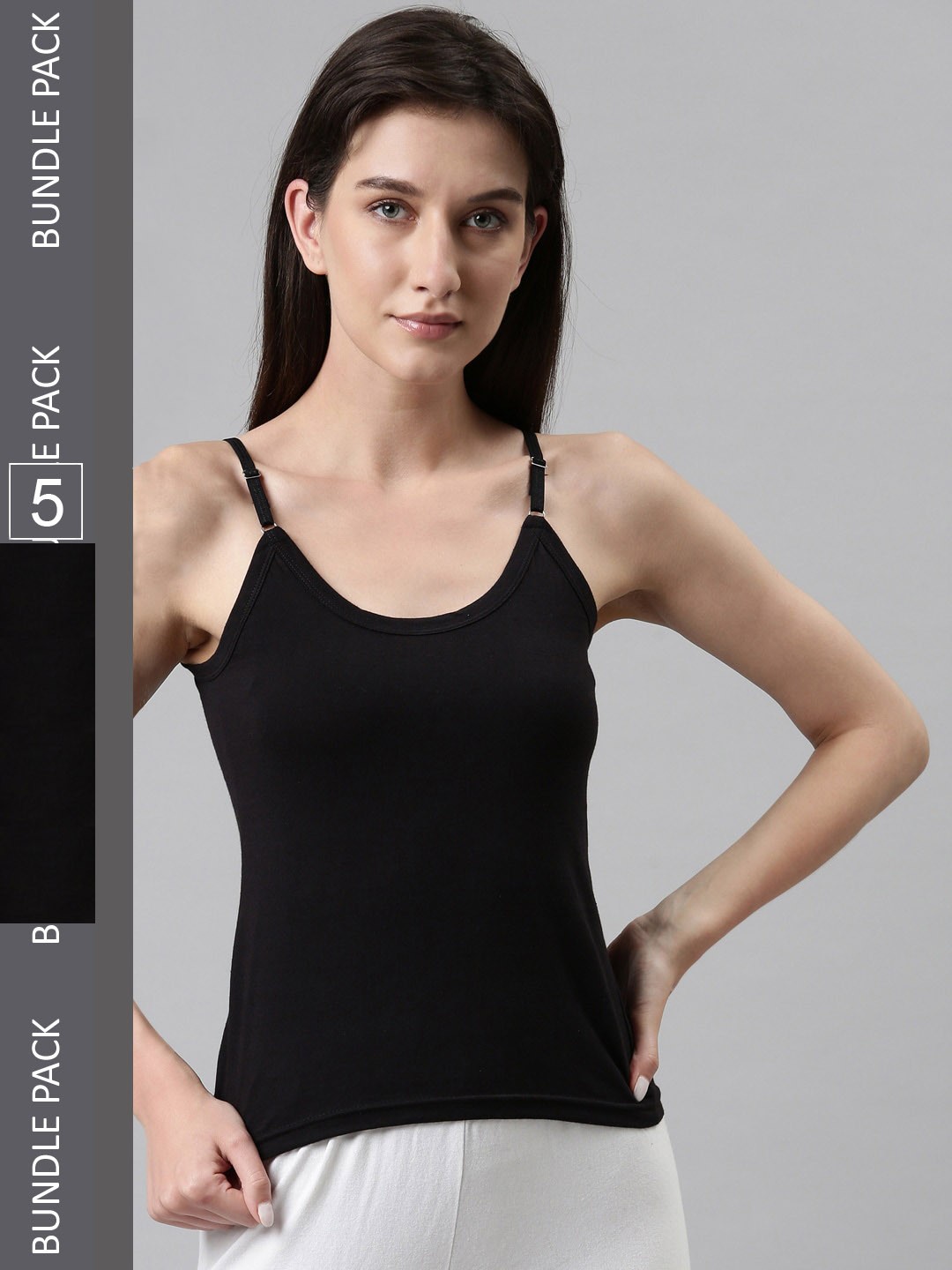 

DIXCY SCOTT Slimz Pack Of 5 Cotton Camisoles, Black
