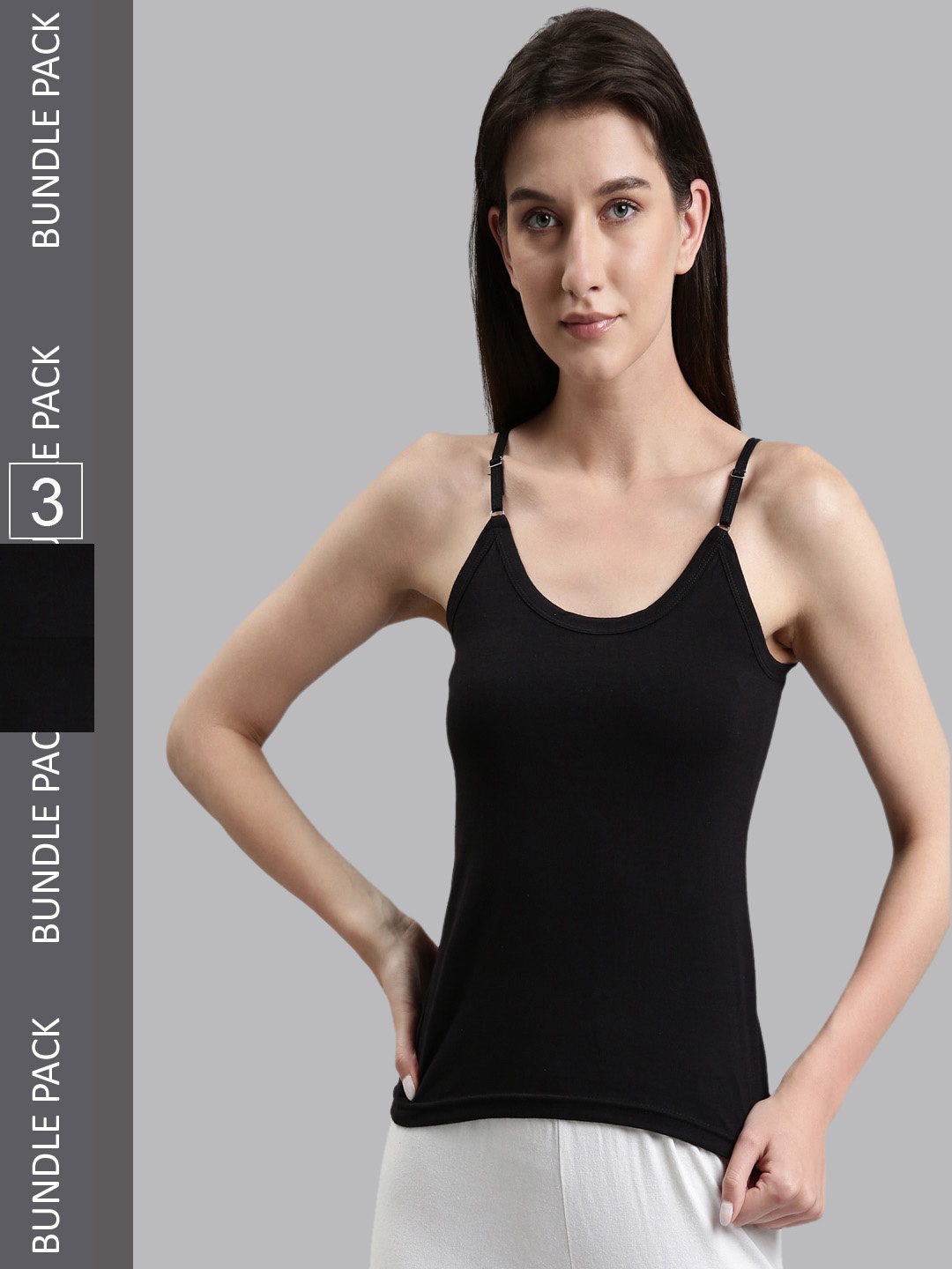 

DIXCY SCOTT Slimz Women Pack Of 3 Cotton Camisoles, Black