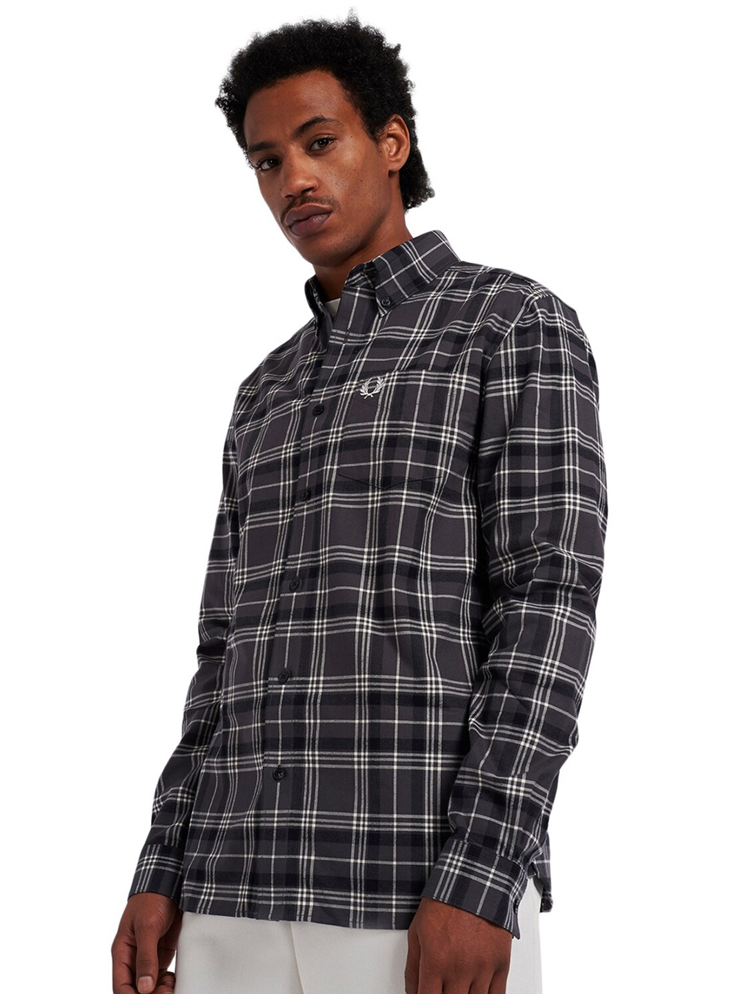 

Fred Perry Men Tartan Checks Casual Cotton Shirt, Black