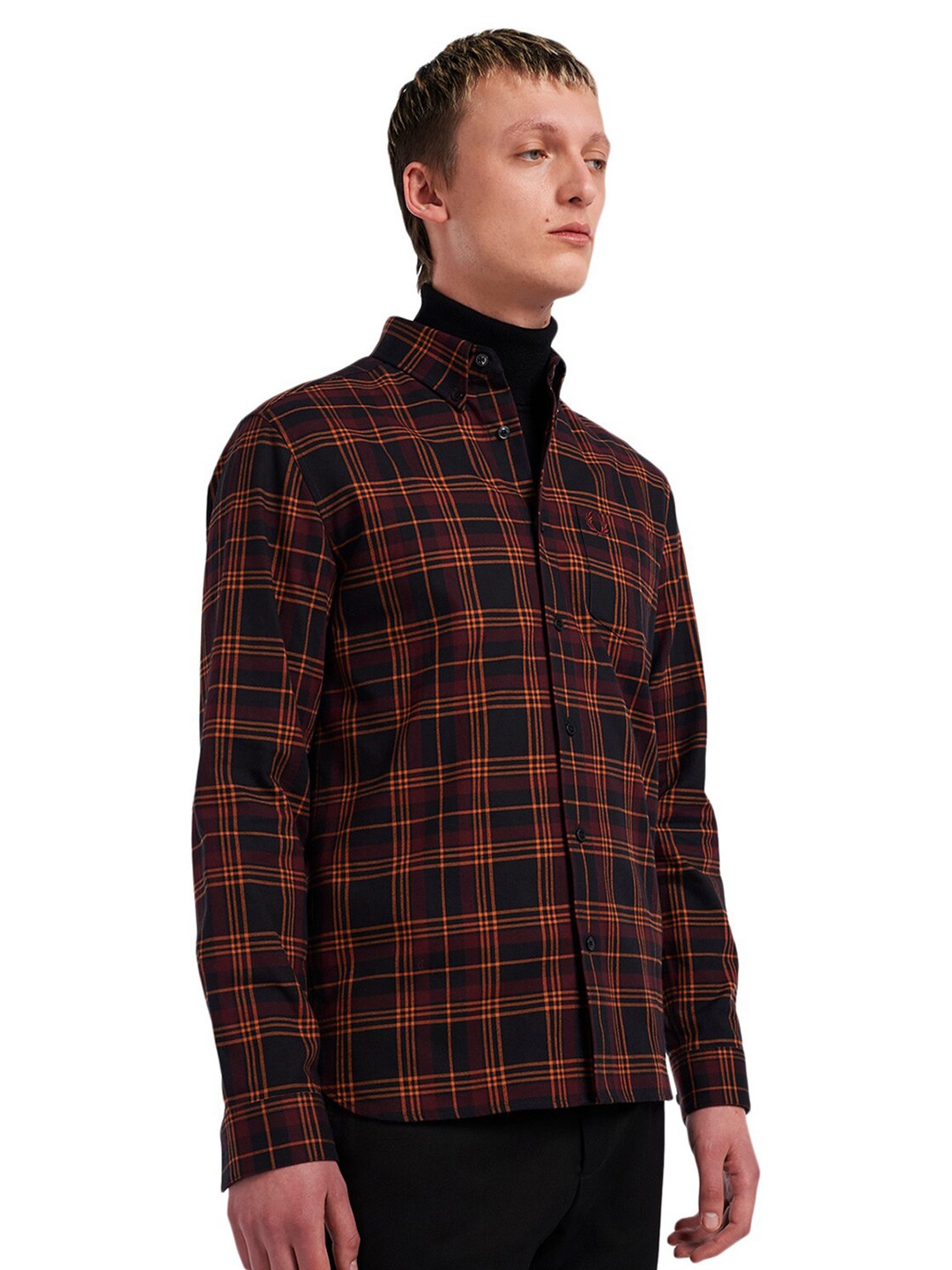 

Fred Perry Men Tartan Checks Cotton Casual Shirt, Red