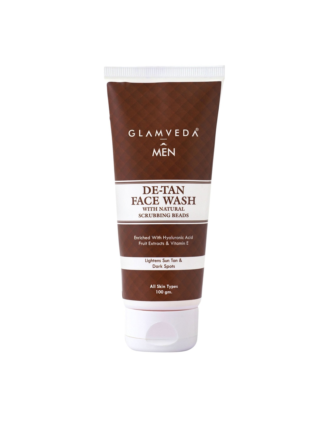 

GLAMVEDA Men De Tan Face Wash With Natural Scrubbing Beads 100ml, Brown