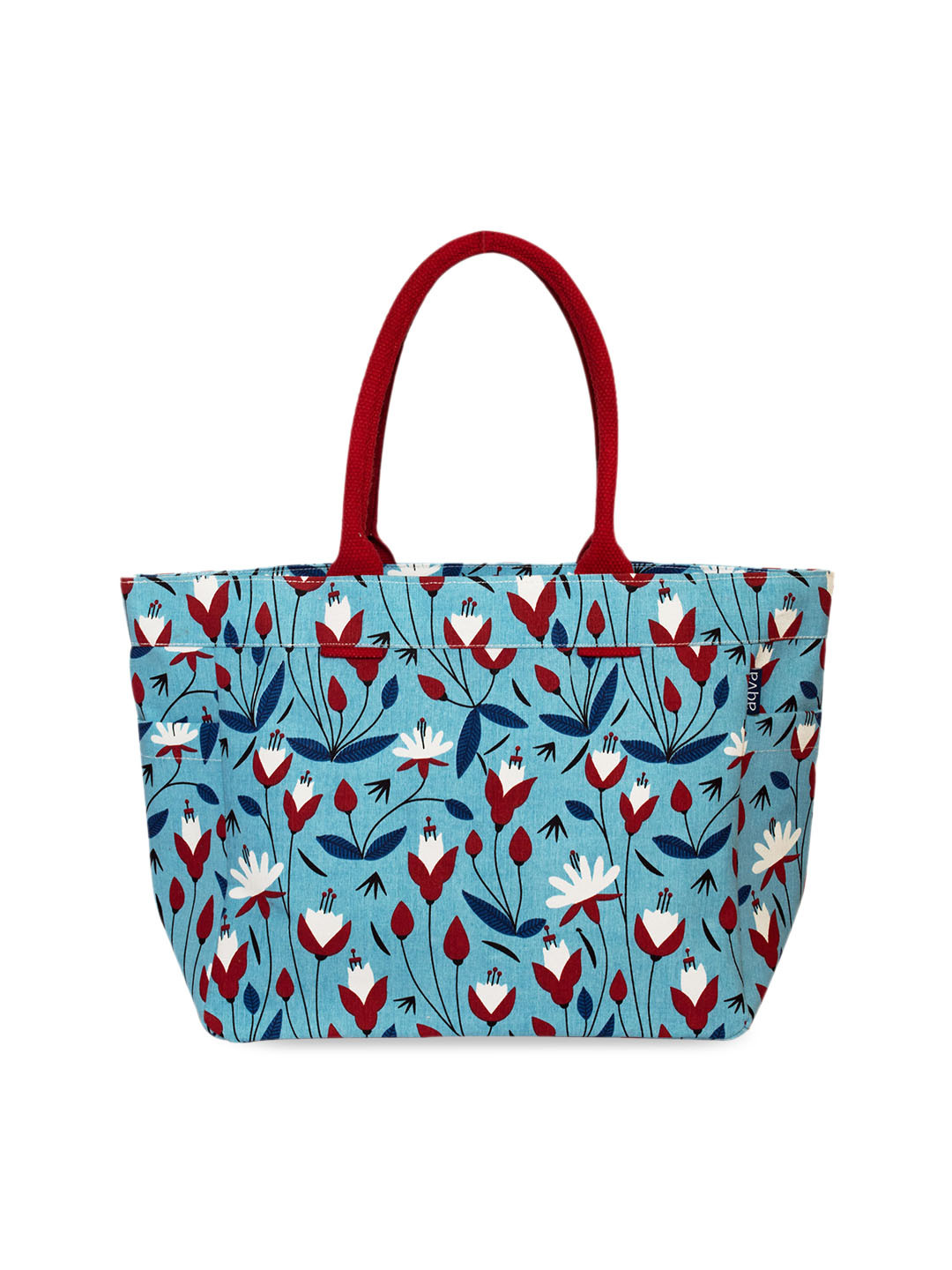 

AQVA Women Floral Printed Shopper Tote Bag, Turquoise blue