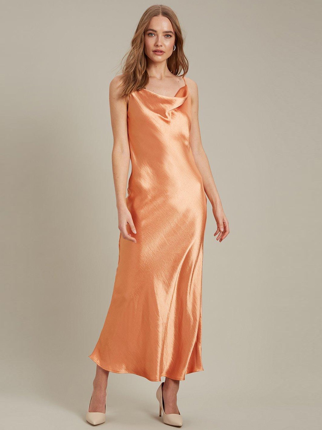 

DOROTHY PERKINS Satin Finish Tie-Up Back Maxi Dress, Orange