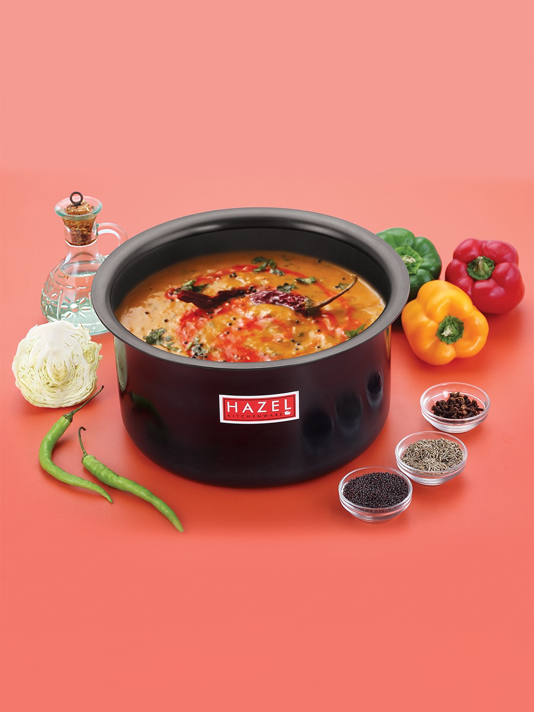 

HAZEL Hard Anodised Black Aluminium Tope With Steel Lid 5.6 ltrs