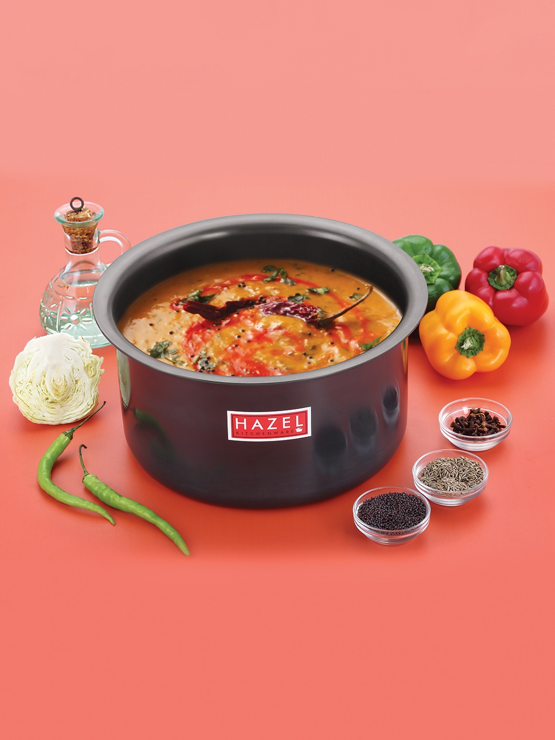 

HAZEL Hard Anodised Black Aluminium Tope Patila With Steel Lid 1.5 ltrs