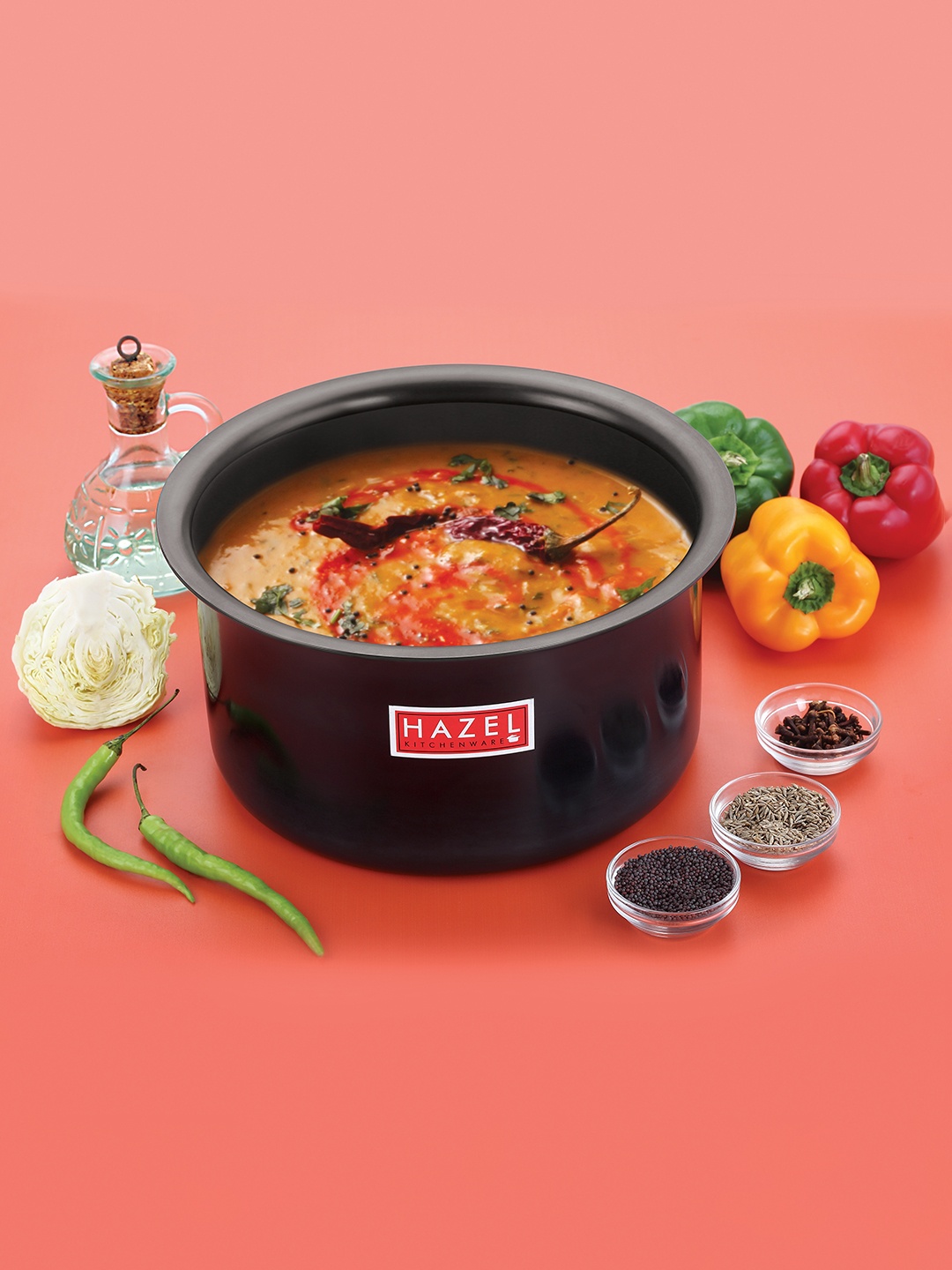

HAZEL Hard Anodised Black Aluminium Boiling Tope Patila With Steel Lid 1.1 Ltrs