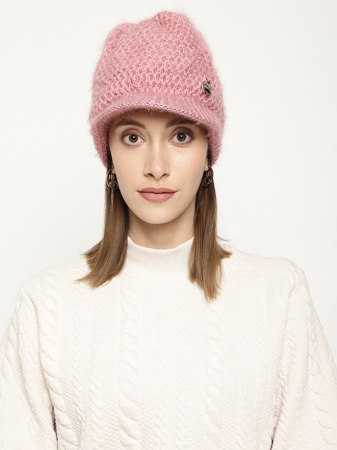 

Roadster Women Pink Self-Design Woolen Winter Cap