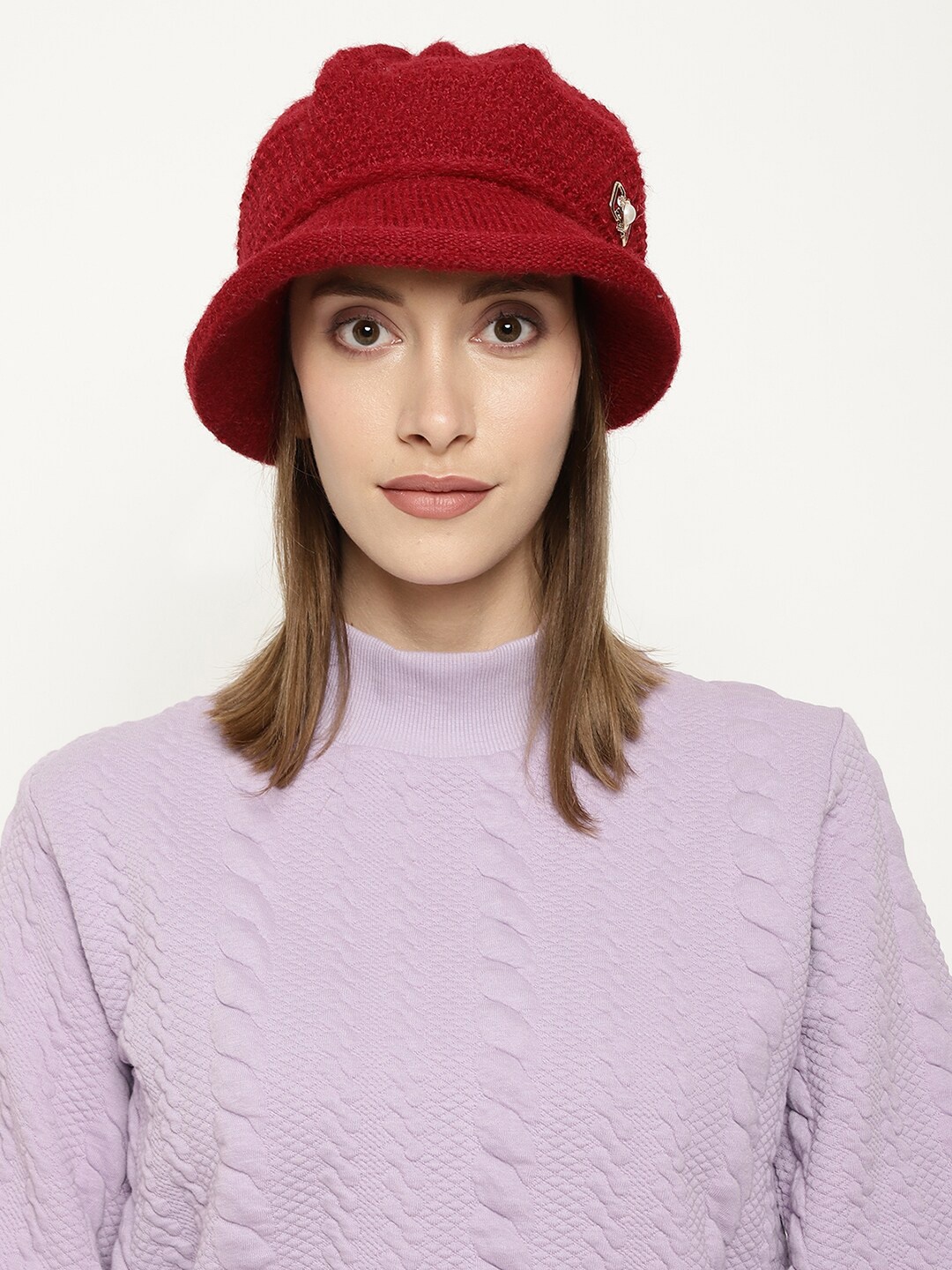 

Roadster Women Red Winter Woolen Visor Cap