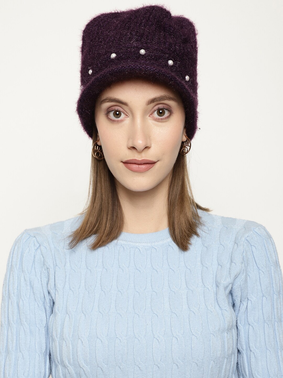 

Roadster Women Purple Woolen Visor Cap