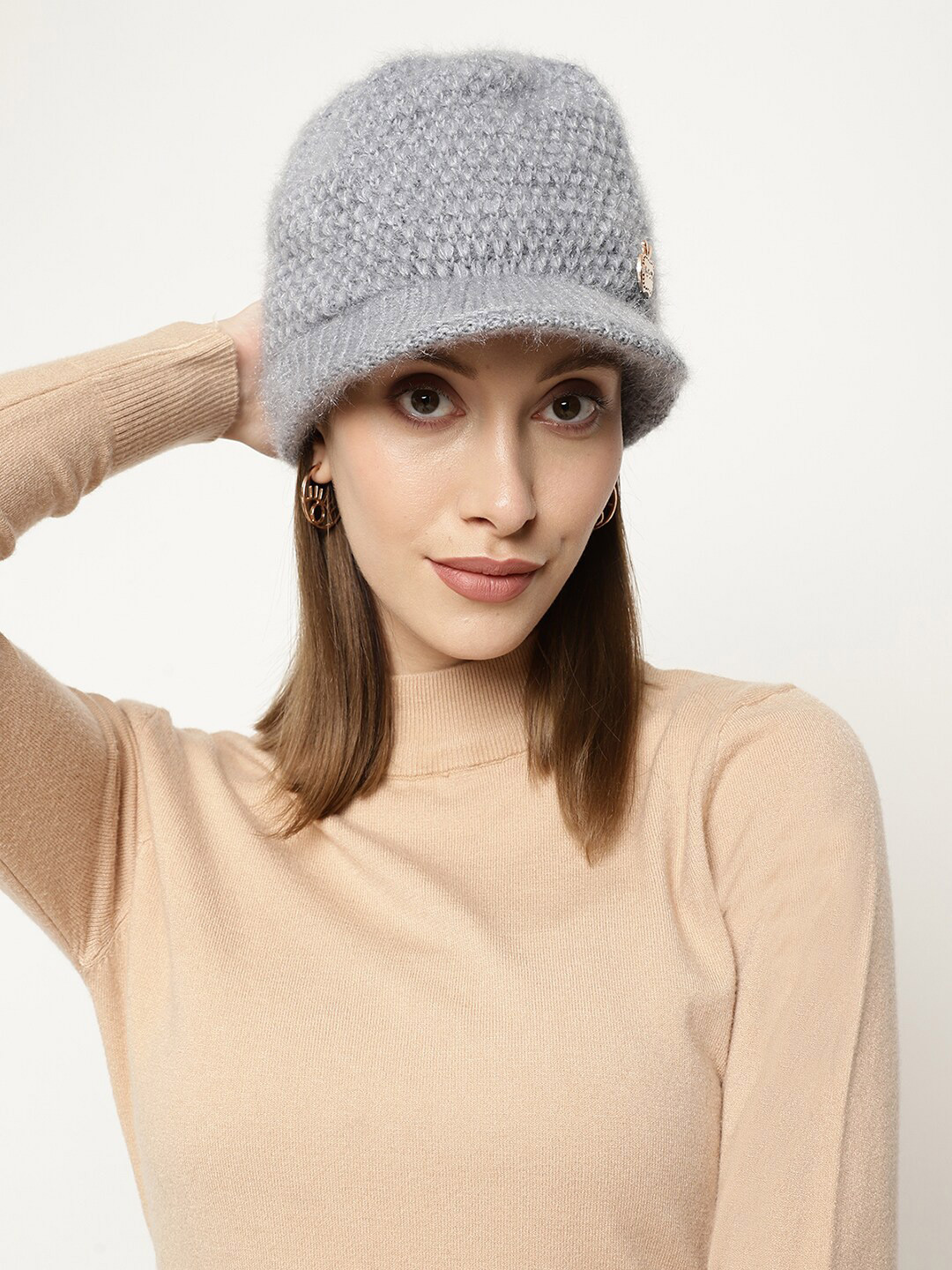 

Roadster Women Grey Self-Design Woolen Visor Cap