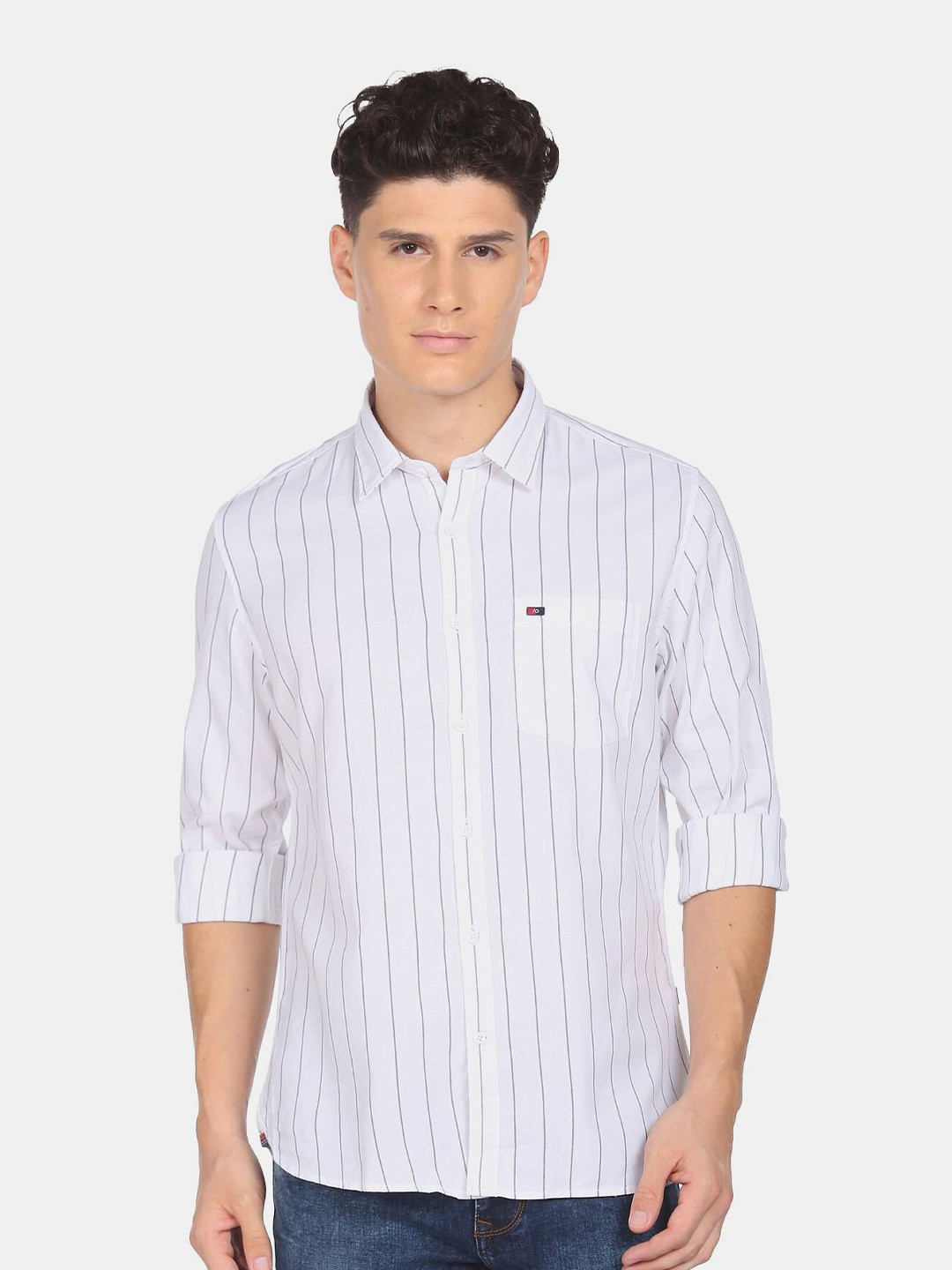 

AD By Arvind Men Slim Fit Striped Pure Cotton Casual Shirt, White