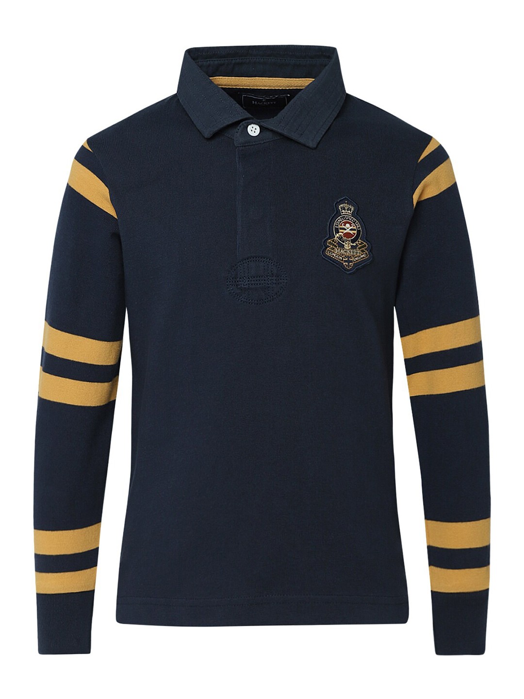 

HACKETT LONDON Boys Navy Blue & Yellow Polo Collar Pure Cotton T-shirt