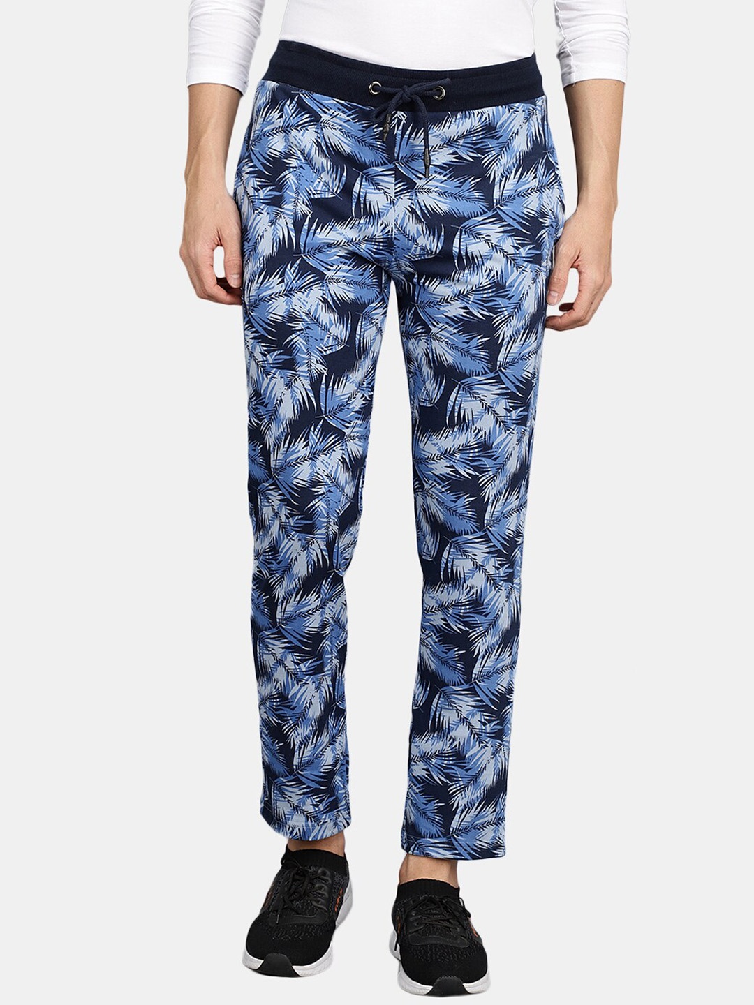 

V-Mart Men Drawstring Printed Terry Track Pant, Navy blue
