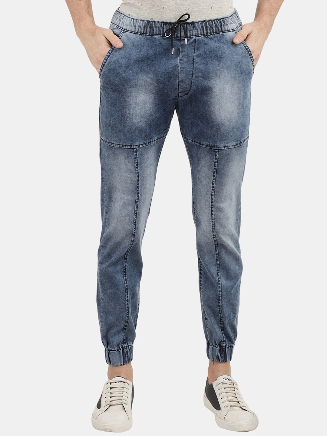

V-Mart Men Drawstring Cotton Washed Joggers, Blue