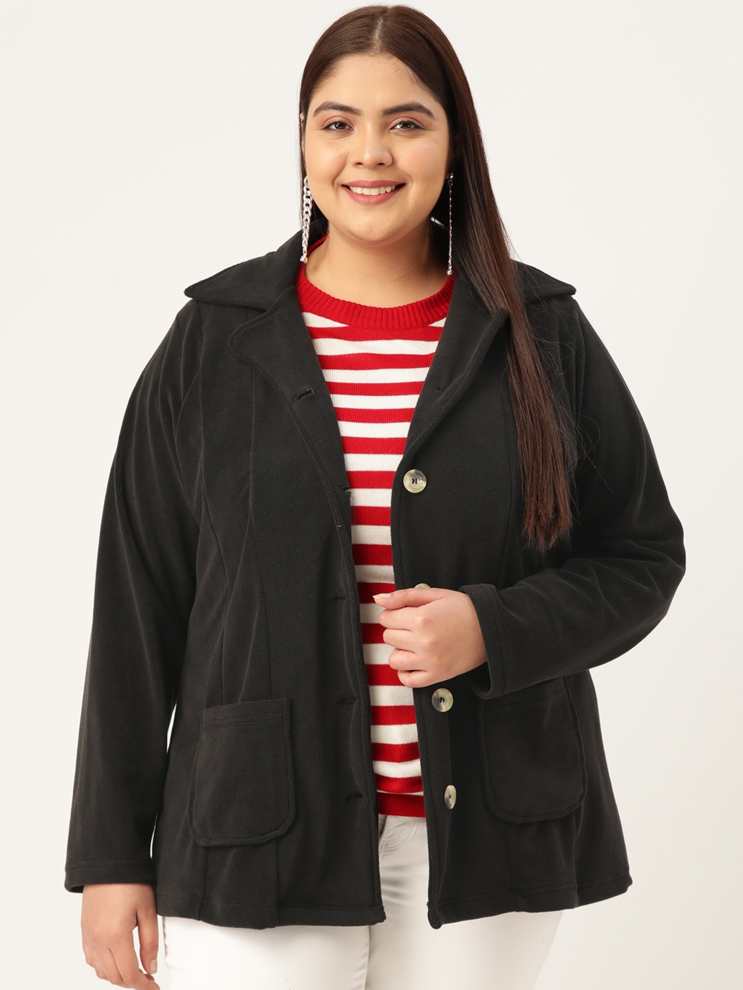 

theRebelinme Plus Size Women Lightweight Longline Tailored Jacket, Black