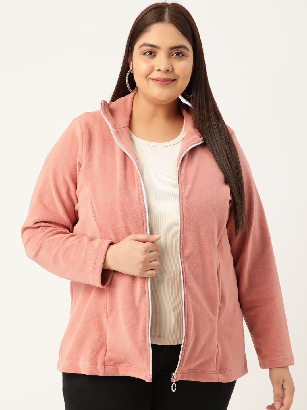 

theRebelinme Plus Size Women Lightweight Longline Tailored Jacket, Rose